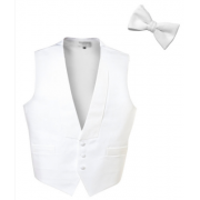 Mardi Gras White Pique Full Back Vest and Bow Tie Set